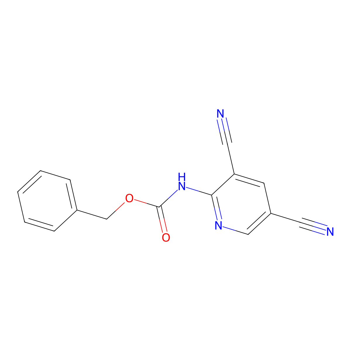 benzyl N-(3,5-dicyanopyridin-2-yl)carbamate molecular structure, CAS 2680857-21-8