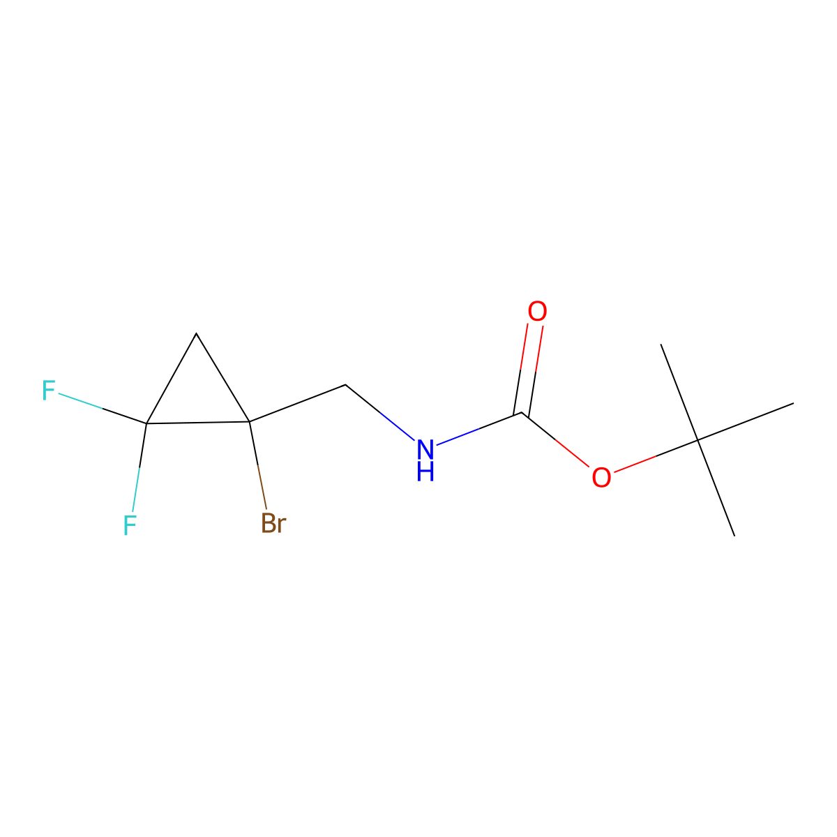 tert-butyl N-[(1-bromo-2,2-difluorocyclopropyl)methyl]carbamate molecular structure, CAS 2680857-22-9