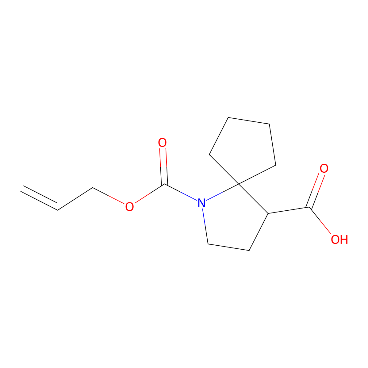 1-[(Prop-2-en-1-yloxy)carbonyl]-1-azaspiro[4.4]nonane-4-carboxylic acid molecular structure, CAS 2680857-26-3
