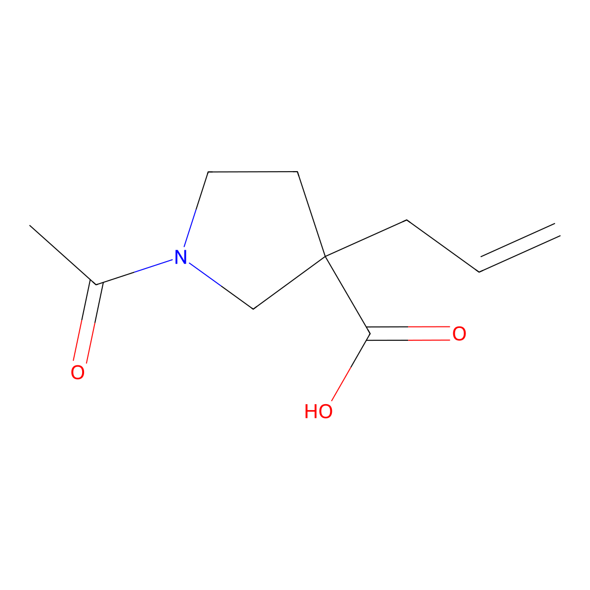 1-Acetyl-3-(prop-2-en-1-yl)pyrrolidine-3-carboxylic acid molecular structure, CAS 2680857-34-3