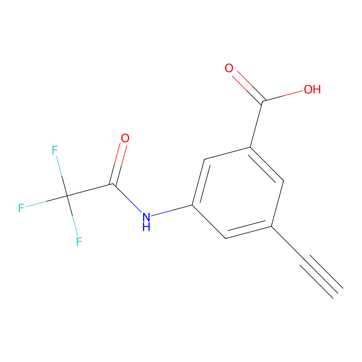 3-Ethynyl-5-(2,2,2-trifluoroacetamido)benzoic acid molecular structure, CAS 2680857-49-0