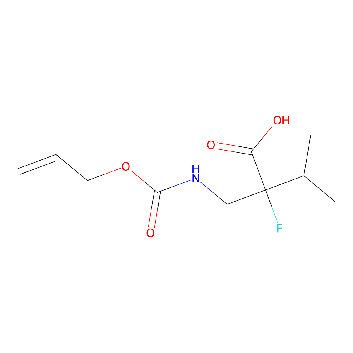 2-Fluoro-3-methyl-2-({[(prop-2-en-1-yloxy)carbonyl]amino}methyl)butanoic acid molecular structure, CAS 2680857-51-4