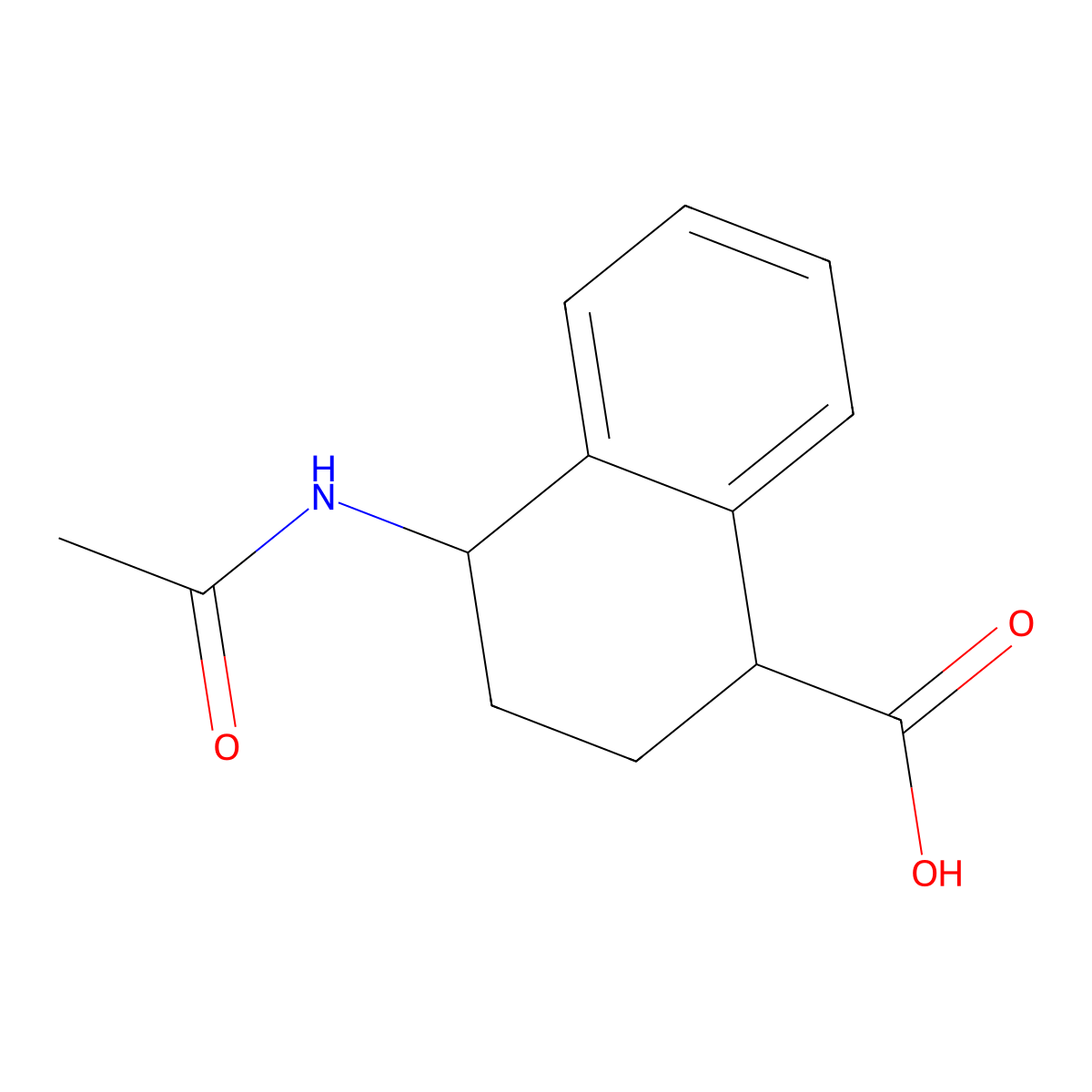 4-Acetamido-1,2,3,4-tetrahydronaphthalene-1-carboxylic acid molecular structure, CAS 2680857-56-9