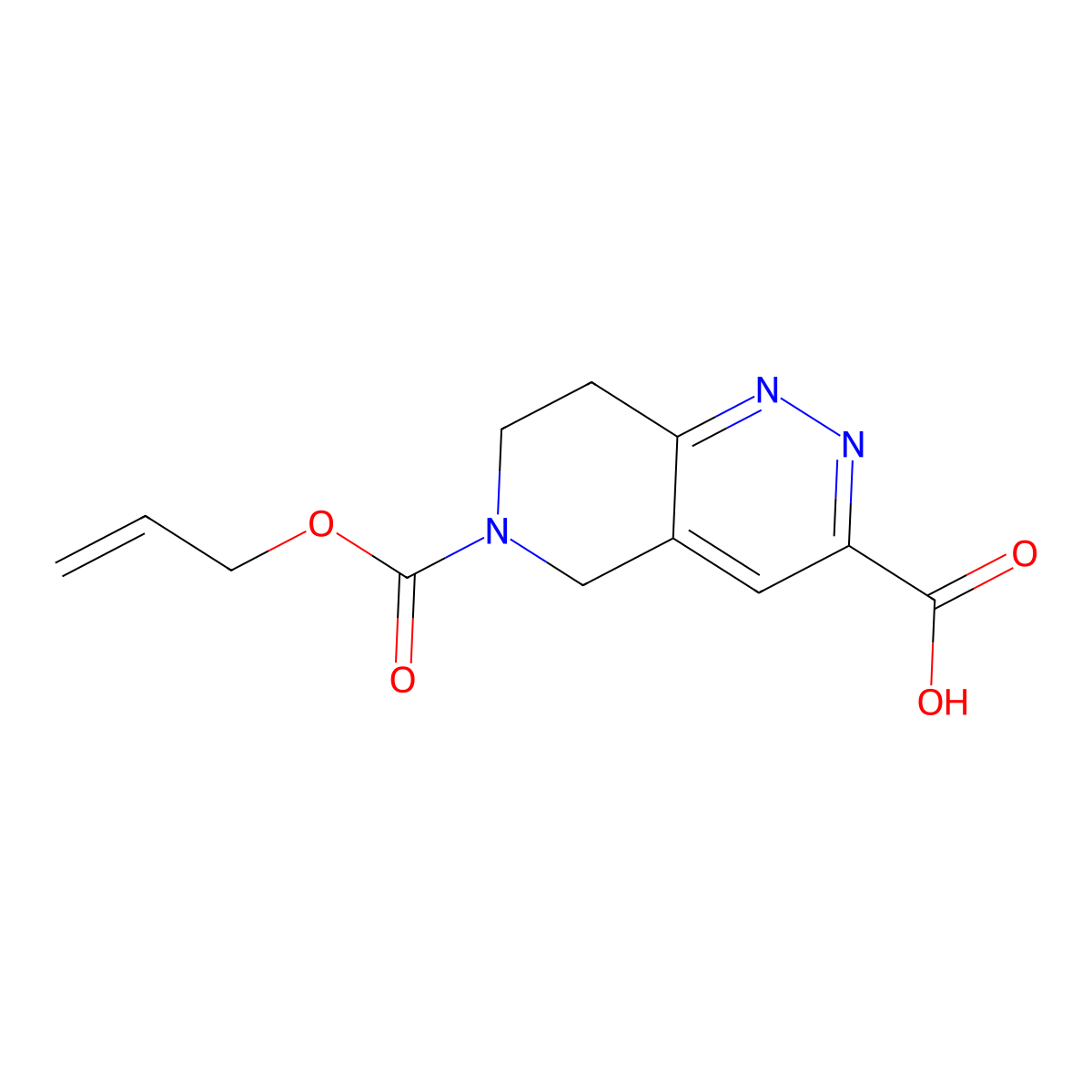6-[(prop-2-en-1-yloxy)carbonyl]-5H,6H,7H,8H-pyrido[4,3-c]pyridazine-3-carboxylic acid molecular structure, CAS 2680857-60-5