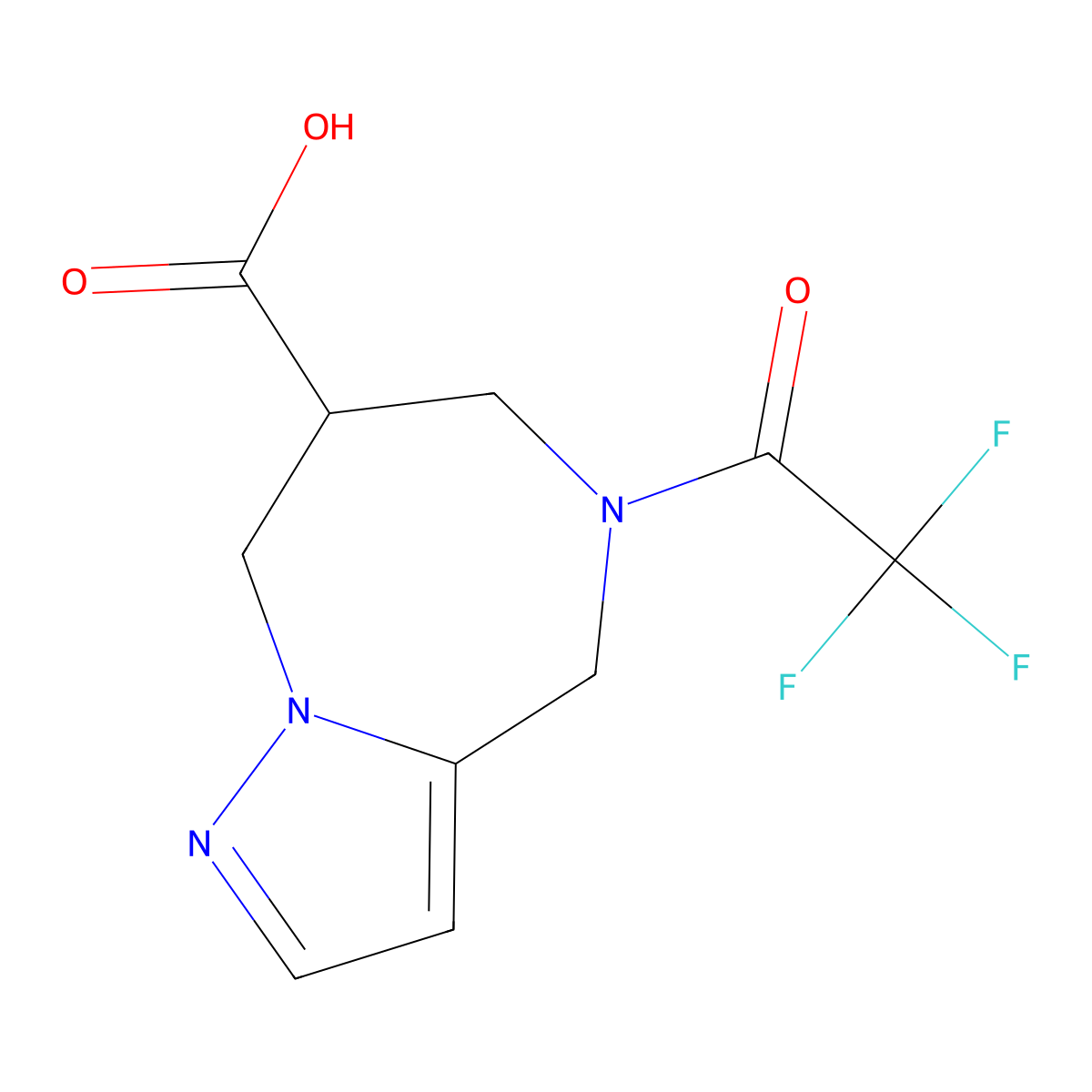 5-(2,2,2-trifluoroacetyl)-4H,5H,6H,7H,8H-pyrazolo[1,5-a][1,4]diazepine-7-carboxylic acid molecular structure, CAS 2680857-65-0
