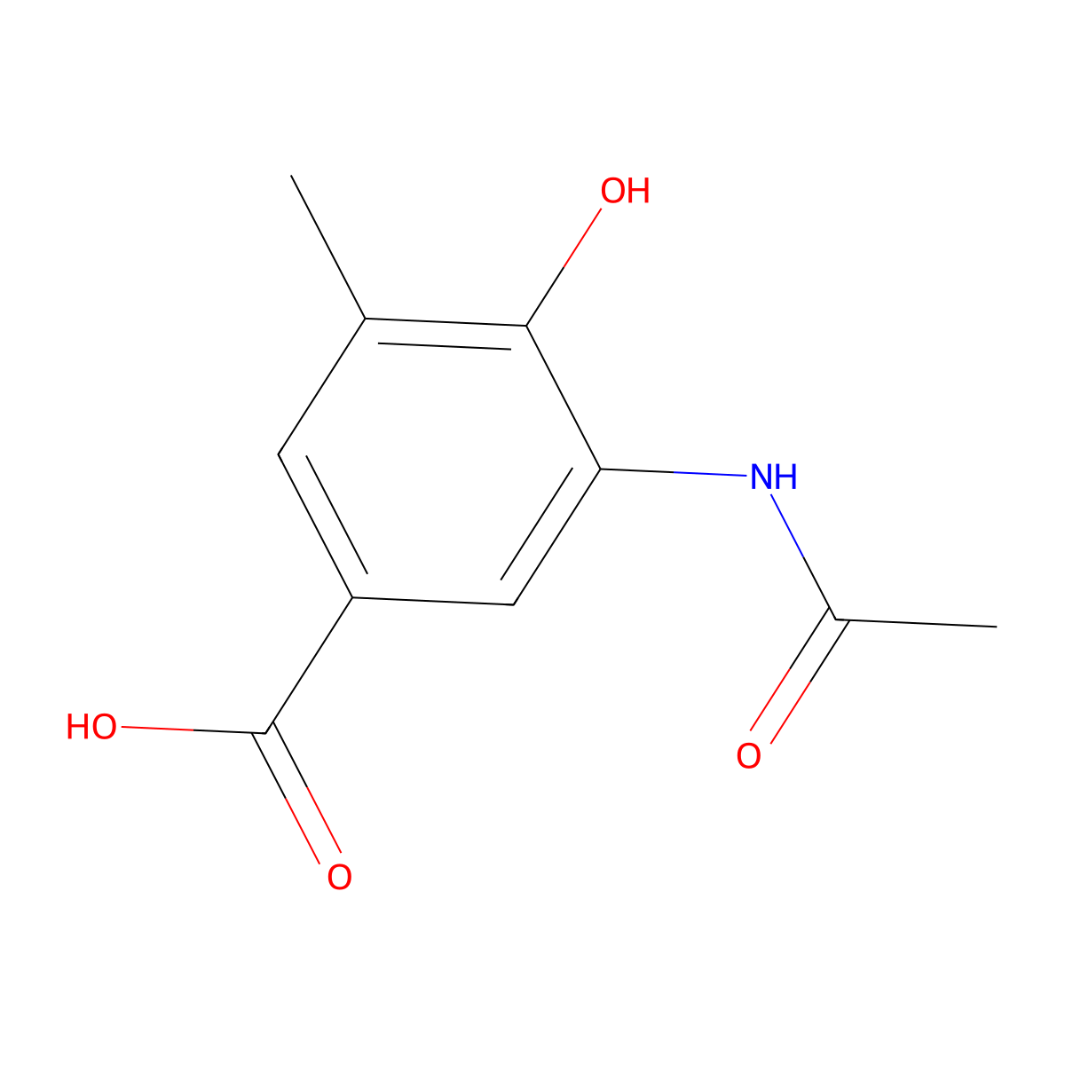 3-Acetamido-4-hydroxy-5-methylbenzoic acid molecular structure, CAS 2680857-70-7