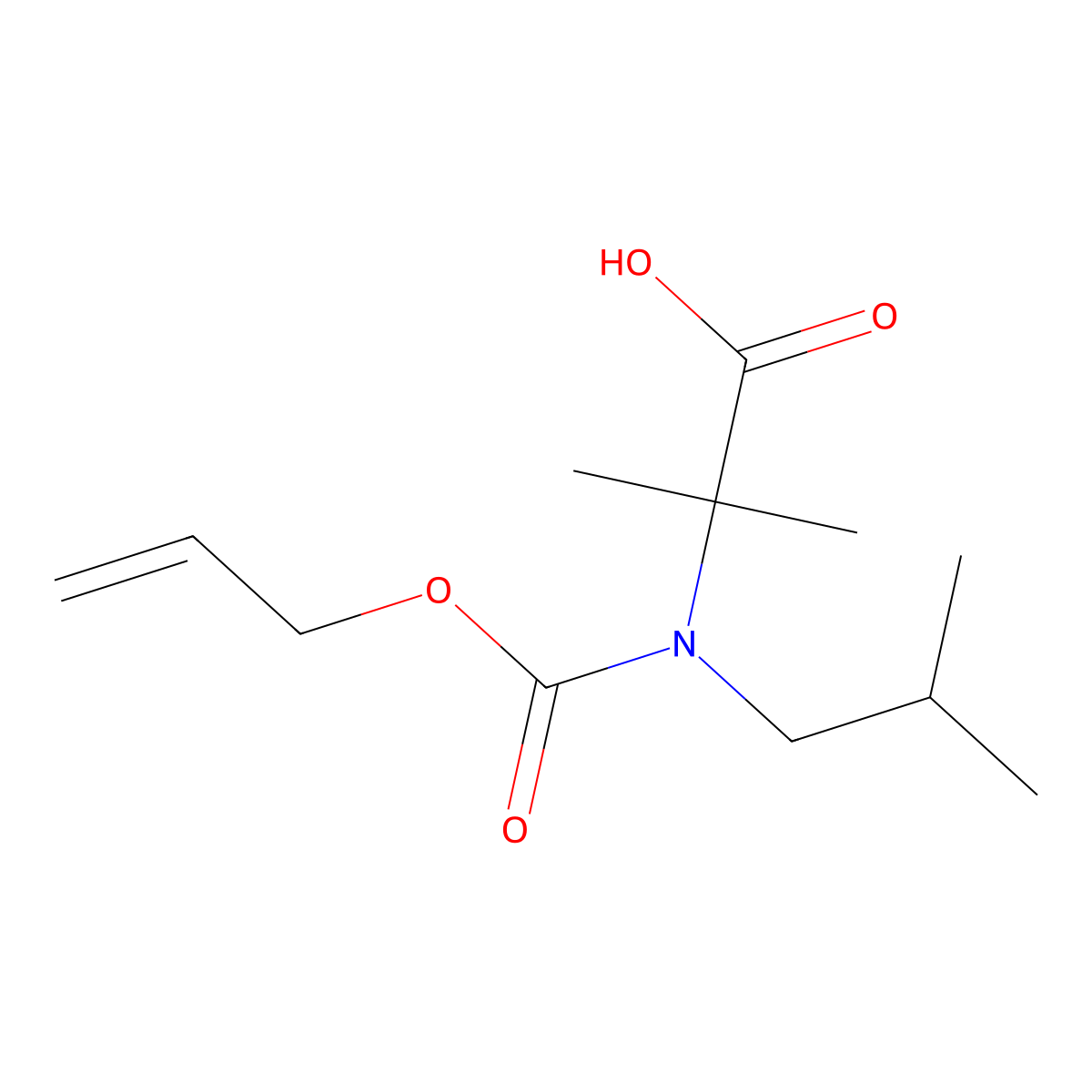 2-Methyl-2-[(2-methylpropyl)[(prop-2-en-1-yloxy)carbonyl]amino]propanoic acid molecular structure, CAS 2680857-71-8