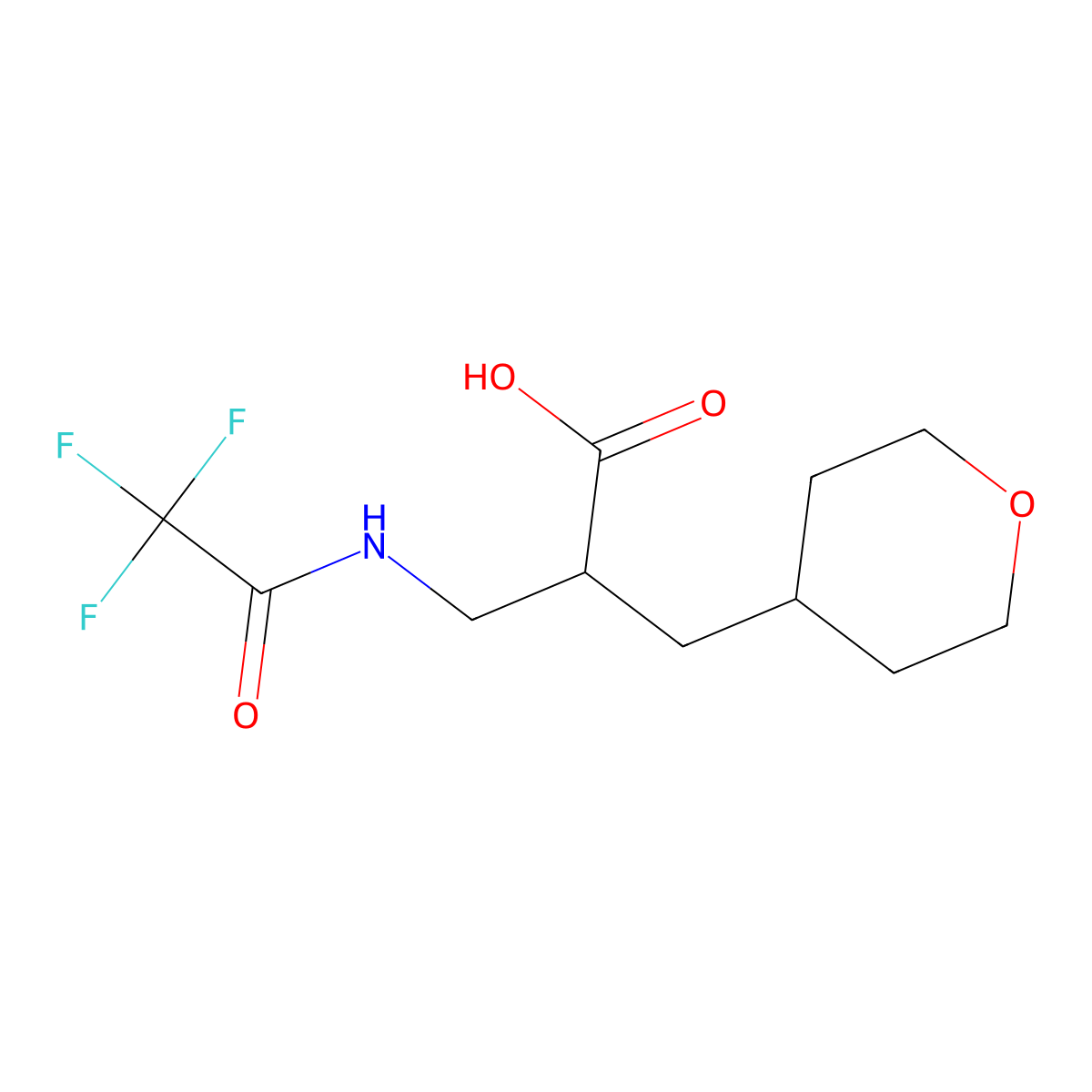 2-[(Oxan-4-yl)methyl]-3-(2,2,2-trifluoroacetamido)propanoic acid molecular structure, CAS 2680857-74-1