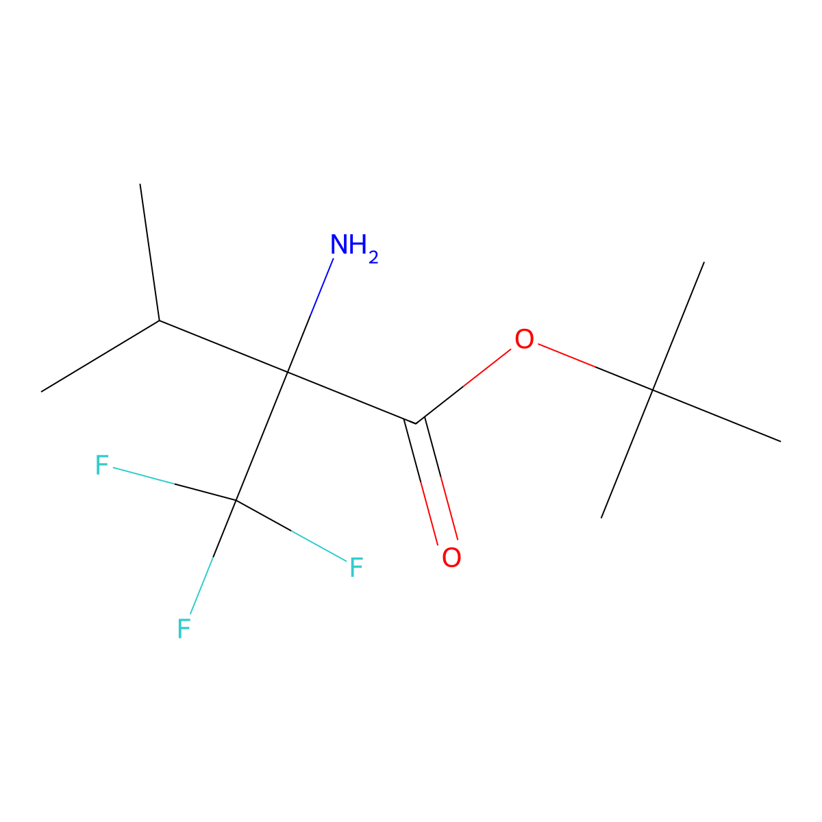 Tert-butyl 2-amino-3-methyl-2-(trifluoromethyl)butanoate molecular structure, CAS 2680857-75-2