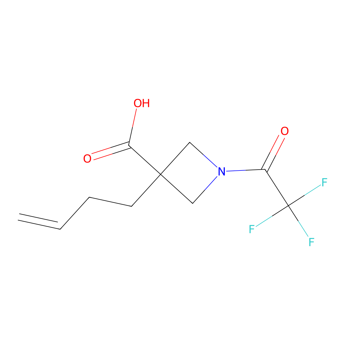 3-(But-3-en-1-yl)-1-(2,2,2-trifluoroacetyl)azetidine-3-carboxylic acid molecular structure, CAS 2680857-92-3