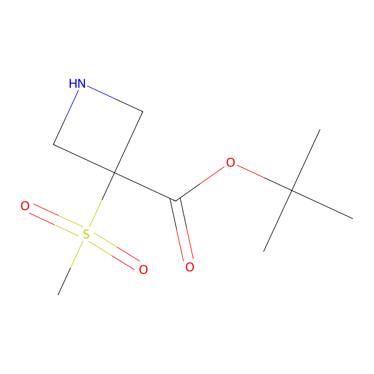 Tert-butyl 3-methanesulfonylazetidine-3-carboxylate molecular structure, CAS 2680857-96-7