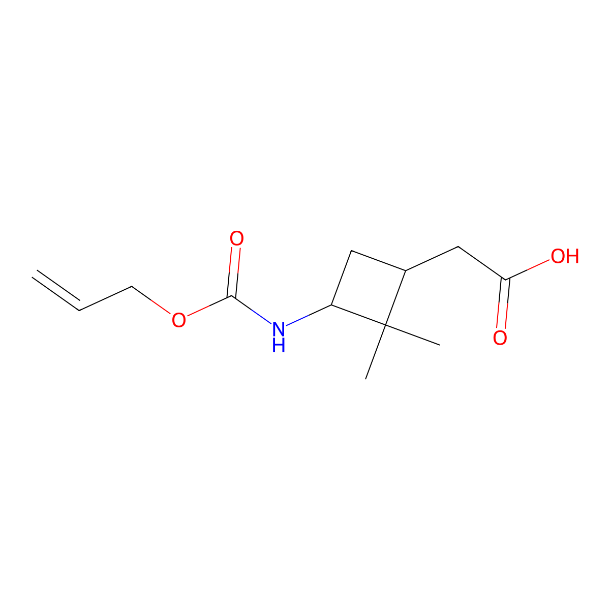 2-(2,2-Dimethyl-3-{[(prop-2-en-1-yloxy)carbonyl]amino}cyclobutyl)acetic acid molecular structure, CAS 2680857-99-0