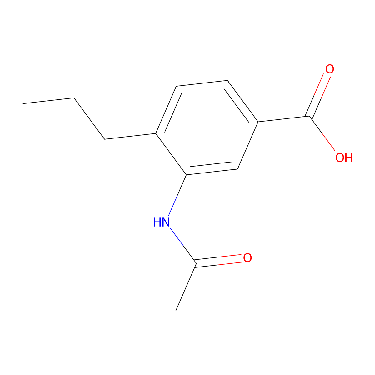 3-Acetamido-4-propylbenzoic acid molecular structure, CAS 2680858-00-6