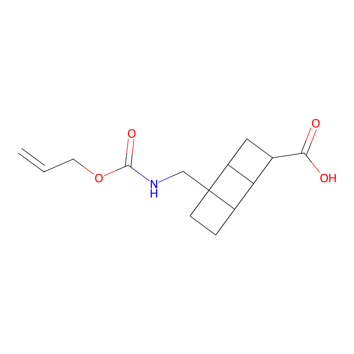 8-({[(Prop-2-en-1-yloxy)carbonyl]amino}methyl)cubane-1-carboxylic acid molecular structure, CAS 2680858-05-1