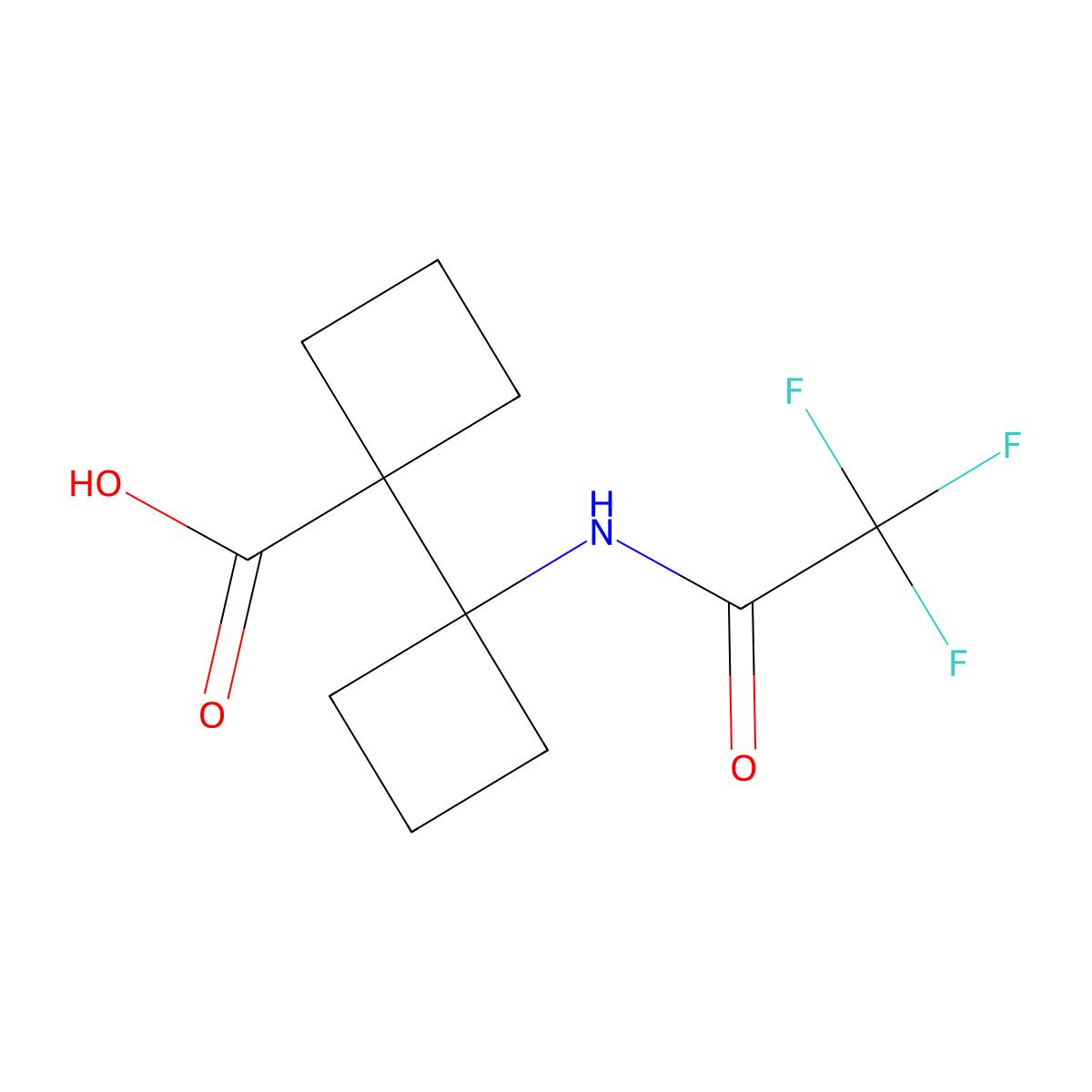 1'-(2,2,2-Trifluoroacetamido)-[1,1'-bi(cyclobutane)]-1-carboxylic acid molecular structure, CAS 2680858-14-2