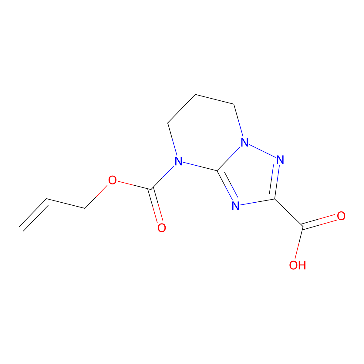 4-[(prop-2-en-1-yloxy)carbonyl]-4H,5H,6H,7H-[1,2,4]triazolo[1,5-a]pyrimidine-2-carboxylic acid molecular structure, CAS 2680858-20-0