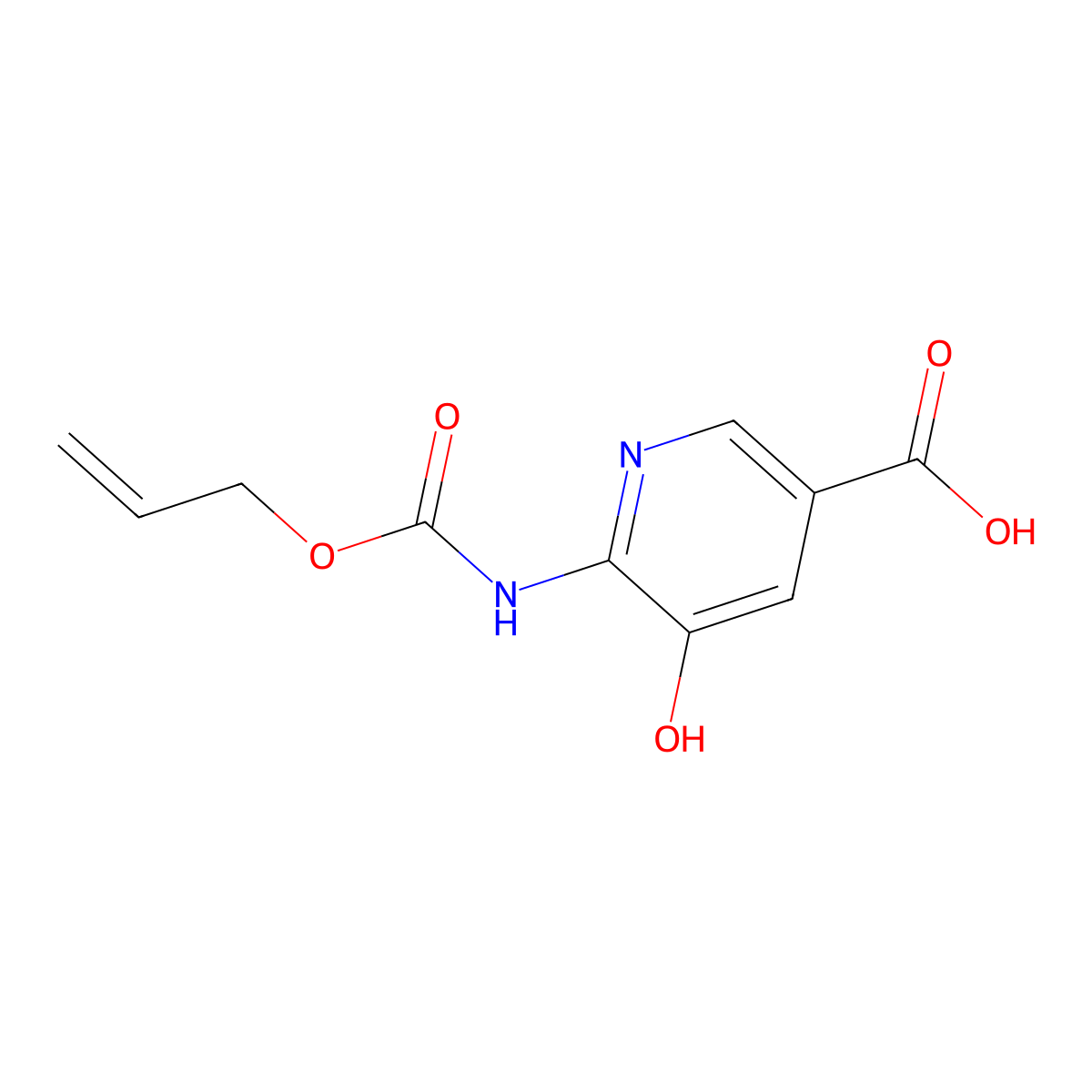 5-Hydroxy-6-{[(prop-2-en-1-yloxy)carbonyl]amino}pyridine-3-carboxylic acid molecular structure, CAS 2680858-26-6