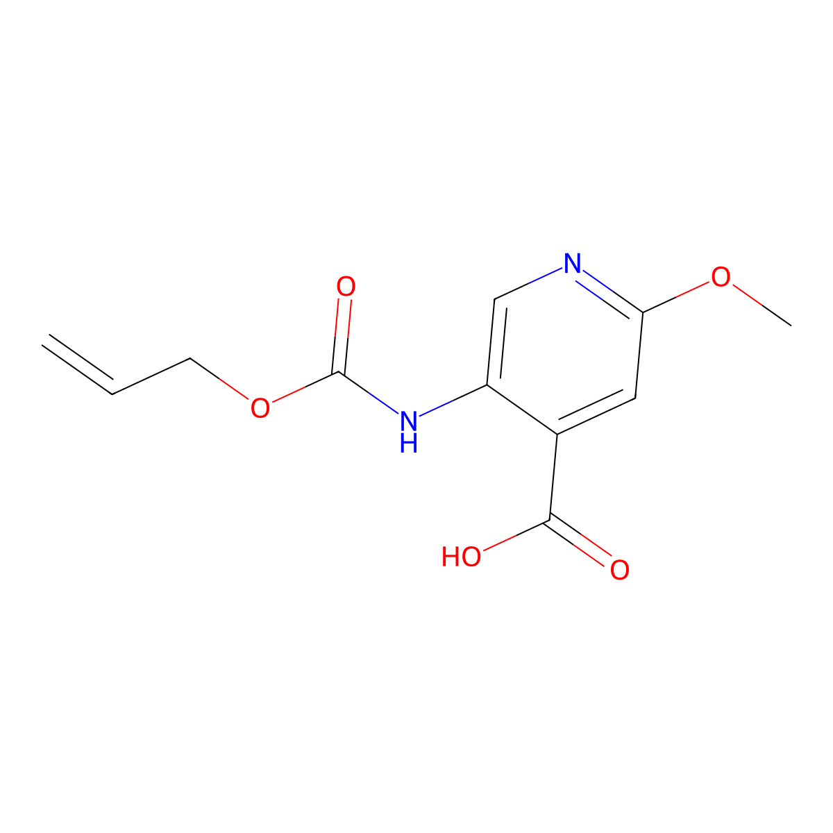 2-Methoxy-5-{[(prop-2-en-1-yloxy)carbonyl]amino}pyridine-4-carboxylic acid molecular structure, CAS 2680858-29-9