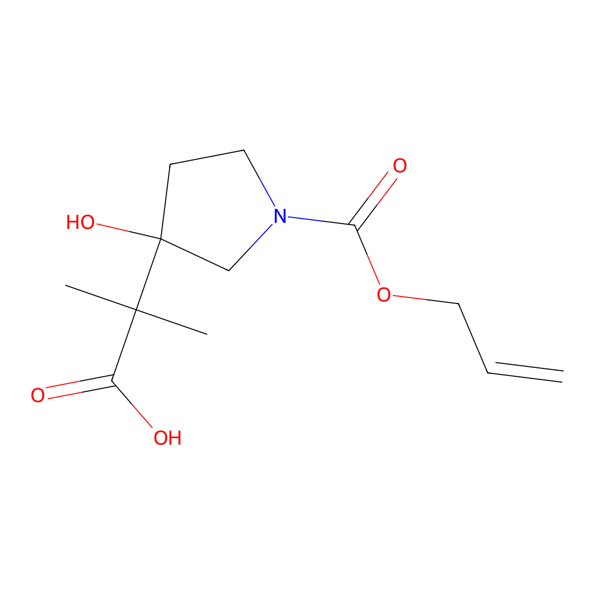 2-{3-Hydroxy-1-[(prop-2-en-1-yloxy)carbonyl]pyrrolidin-3-yl}-2-methylpropanoic acid molecular structure, CAS 2680858-34-6