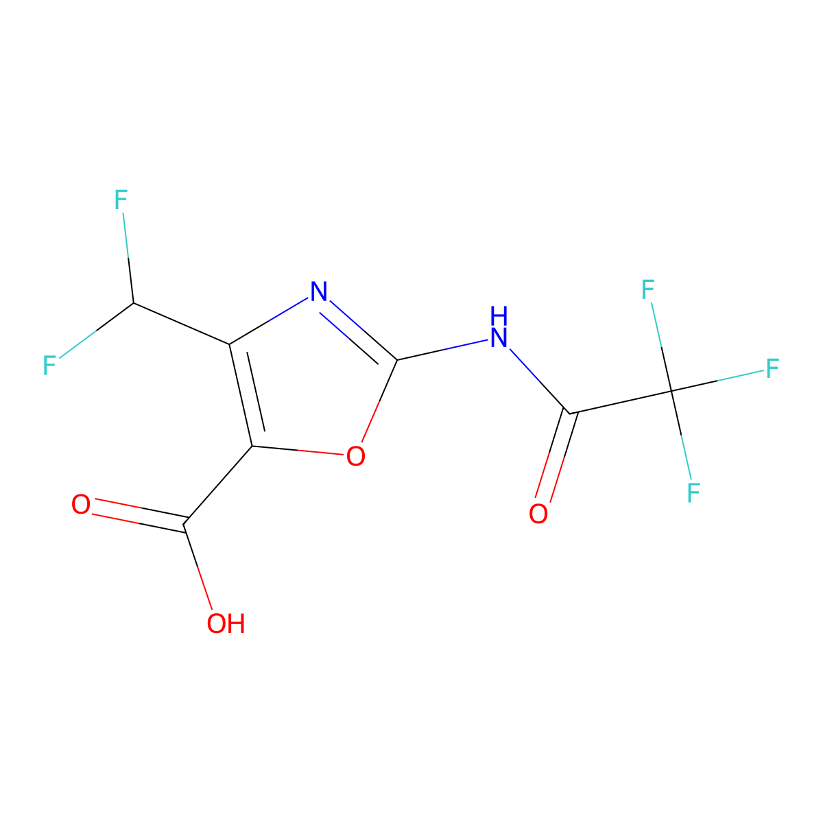 4-(Difluoromethyl)-2-(2,2,2-trifluoroacetamido)-1,3-oxazole-5-carboxylic acid molecular structure, CAS 2680858-47-1