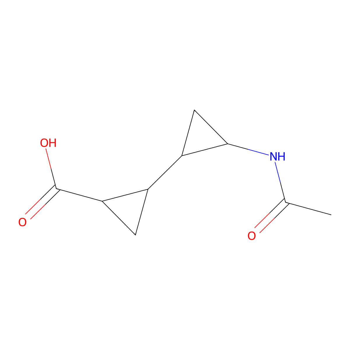 2-(2-Acetamidocyclopropyl)cyclopropane-1-carboxylic acid molecular structure, CAS 2680858-51-7