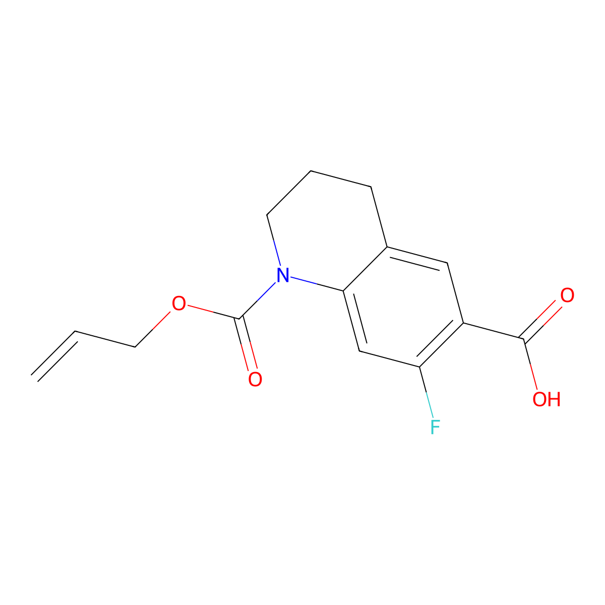 7-Fluoro-1-[(prop-2-en-1-yloxy)carbonyl]-1,2,3,4-tetrahydroquinoline-6-carboxylic acid molecular structure, CAS 2680858-54-0