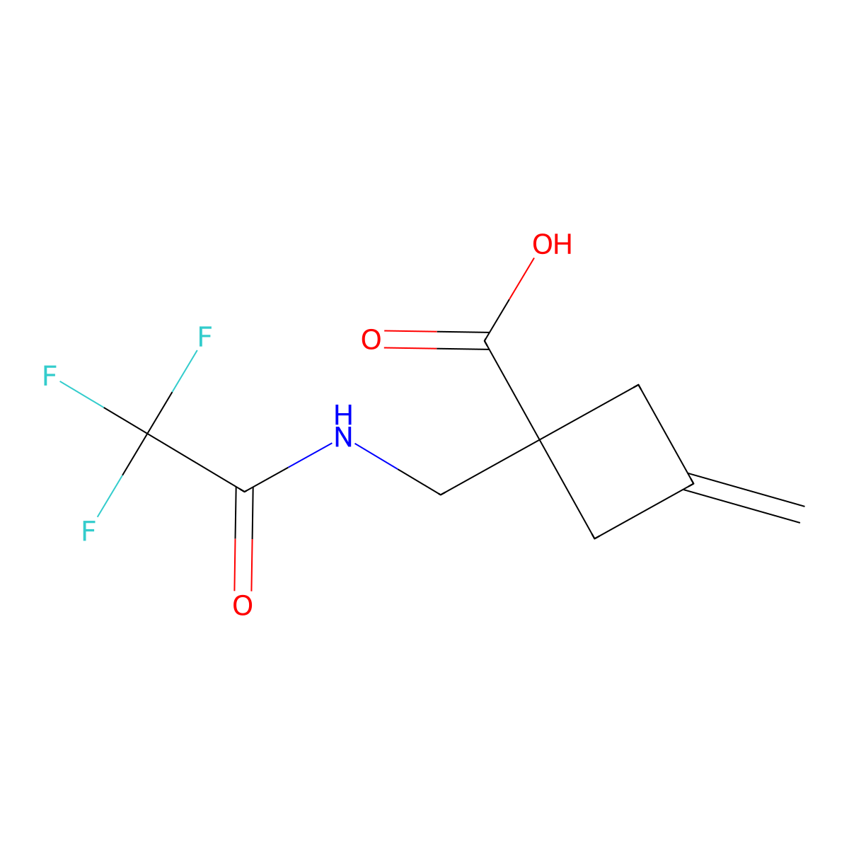 3-Methylidene-1-[(trifluoroacetamido)methyl]cyclobutane-1-carboxylic acid molecular structure, CAS 2680858-60-8