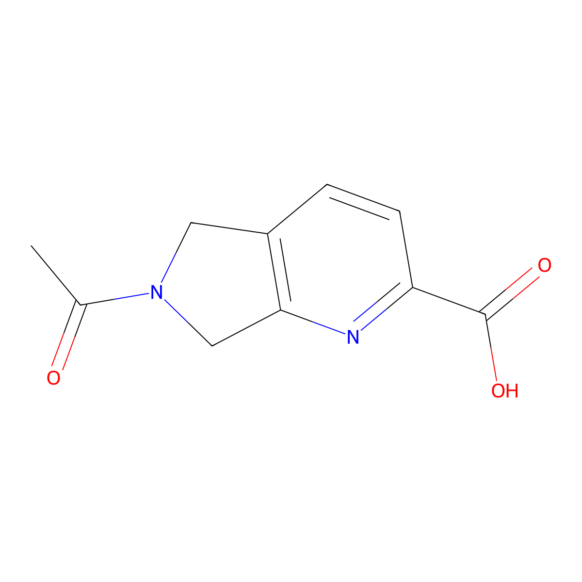 6-acetyl-5H,6H,7H-pyrrolo[3,4-b]pyridine-2-carboxylic acid molecular structure, CAS 2680858-62-0