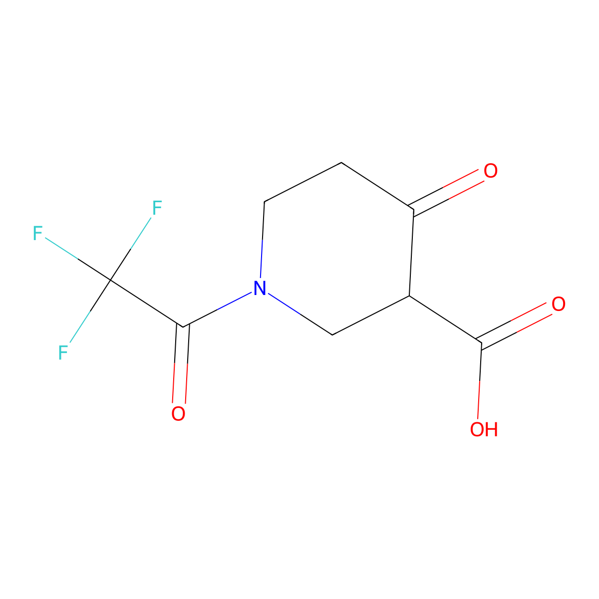 4-Oxo-1-(2,2,2-trifluoroacetyl)piperidine-3-carboxylic acid molecular structure, CAS 2680858-67-5