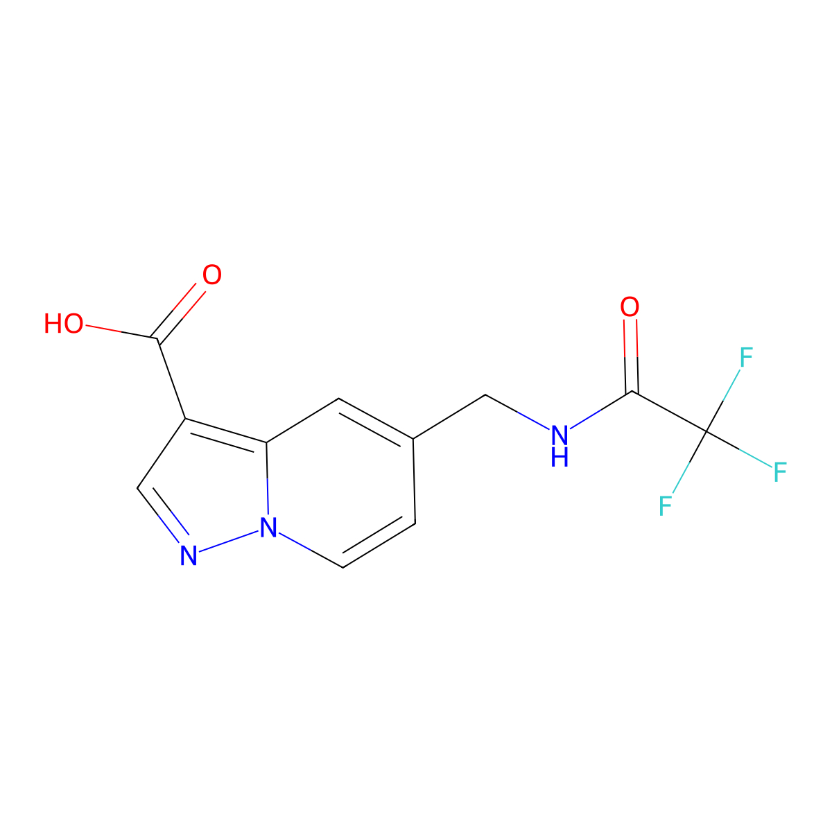 5-[(2,2,2-Trifluoroacetamido)methyl]pyrazolo[1,5-a]pyridine-3-carboxylic acid molecular structure, CAS 2680858-70-0