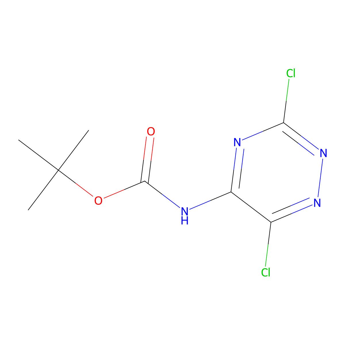 tert-butyl N-(3,6-dichloro-1,2,4-triazin-5-yl)carbamate molecular structure, CAS 2680858-78-8