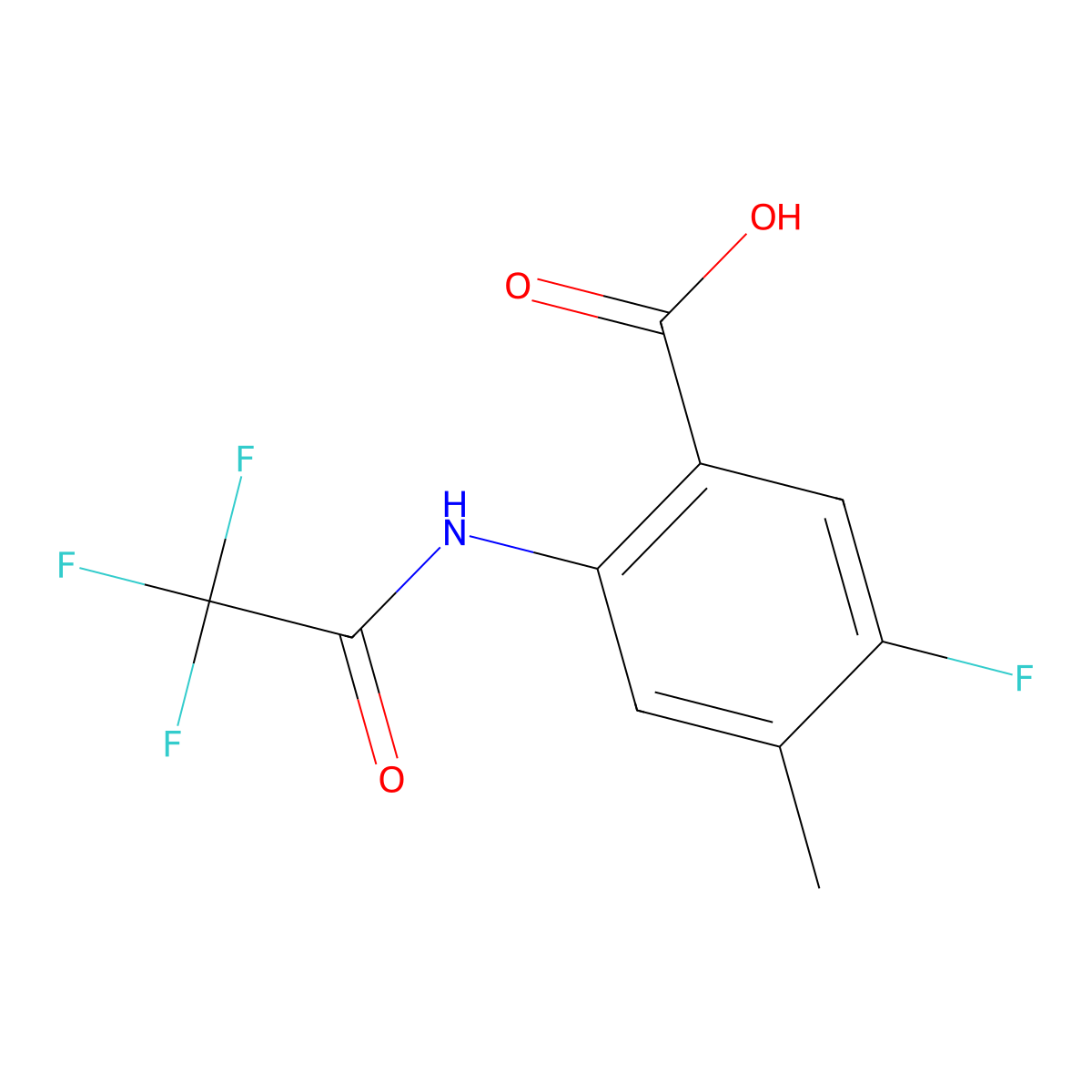 5-Fluoro-4-methyl-2-(2,2,2-trifluoroacetamido)benzoic acid molecular structure, CAS 2680858-84-6