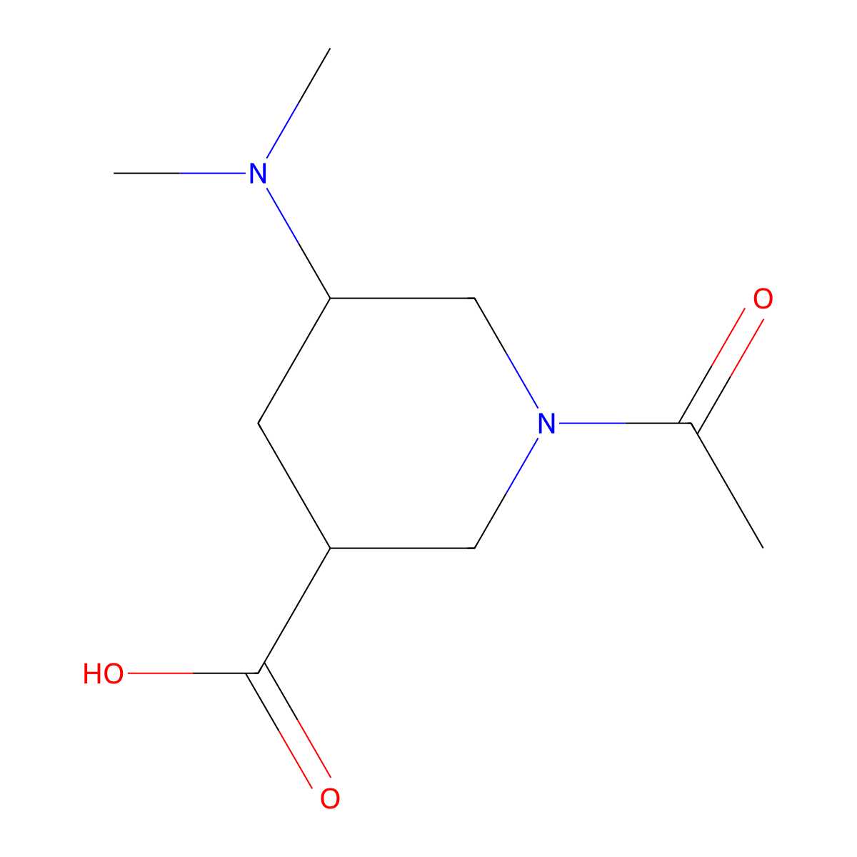 1-Acetyl-5-(dimethylamino)piperidine-3-carboxylic acid molecular structure, CAS 2680858-85-7