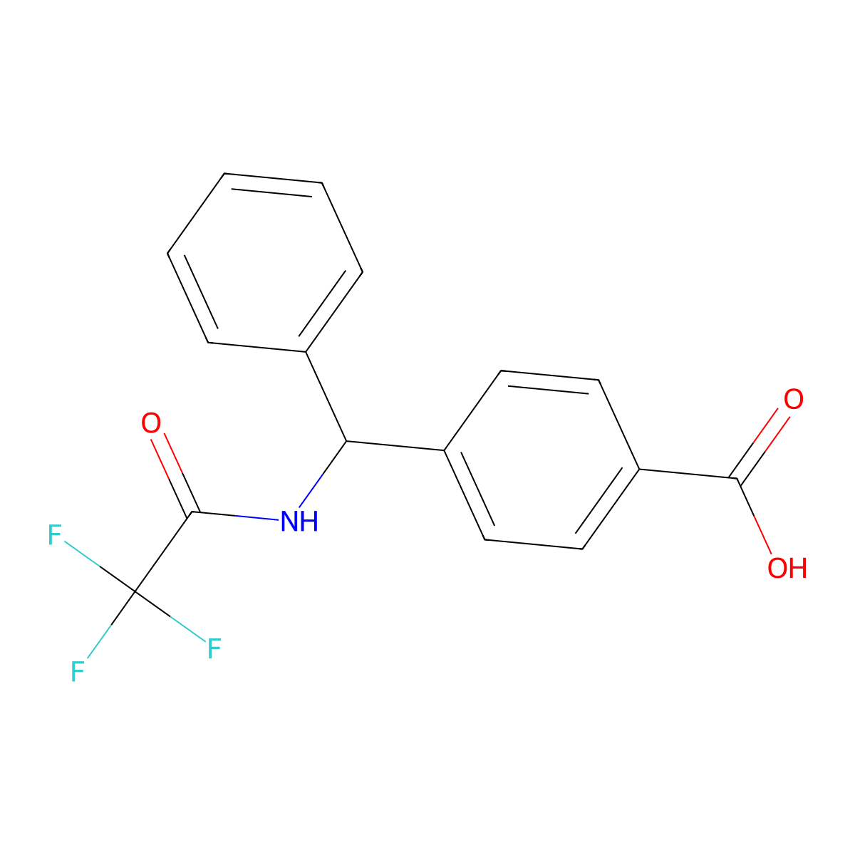 4-[Phenyl(2,2,2-trifluoroacetamido)methyl]benzoic acid molecular structure, CAS 2680858-89-1