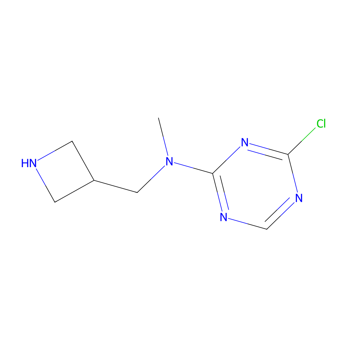 N-[(azetidin-3-yl)methyl]-4-chloro-N-methyl-1,3,5-triazin-2-amine molecular structure, CAS 2680858-91-5