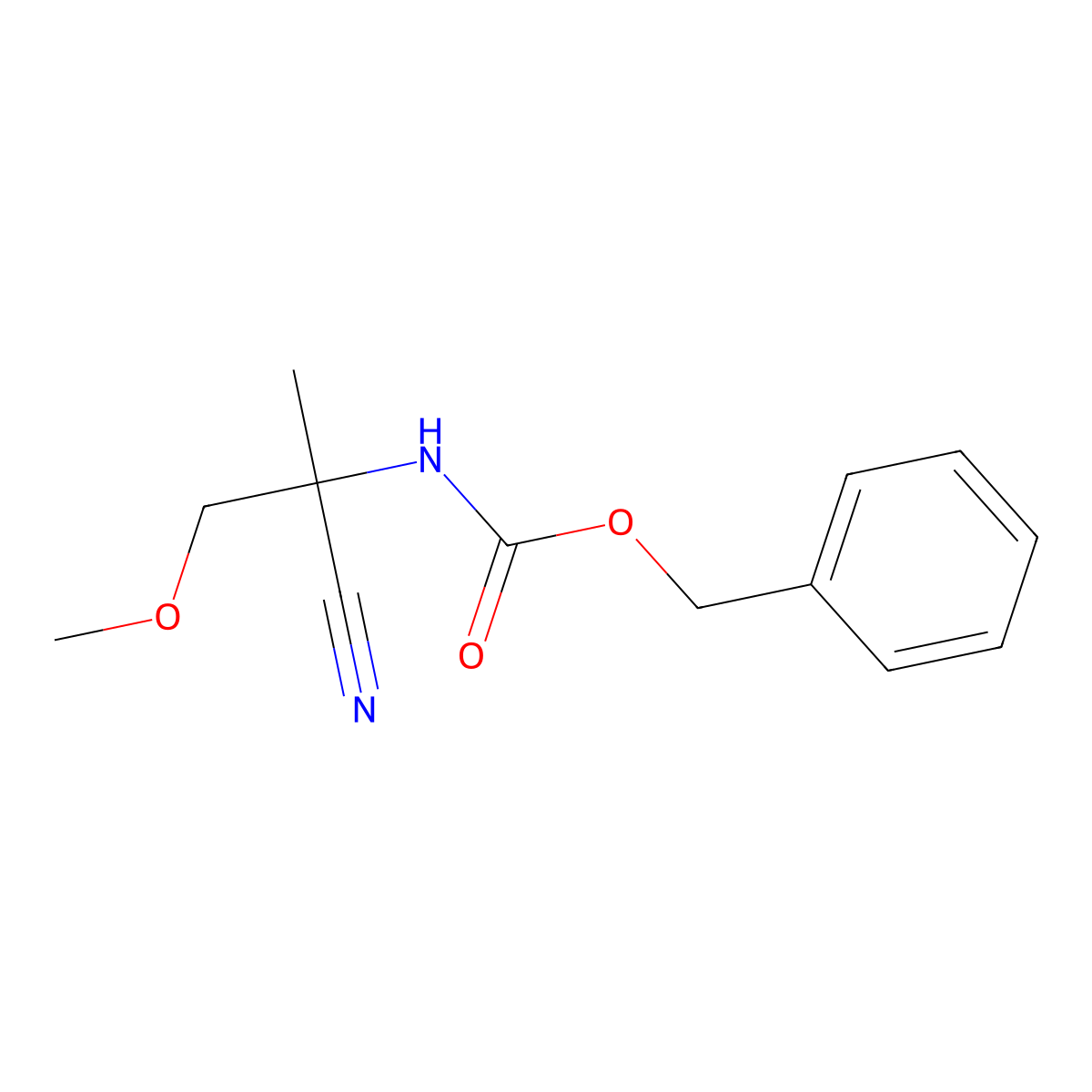 benzyl N-(1-cyano-2-methoxy-1-methylethyl)carbamate molecular structure, CAS 2680858-92-6