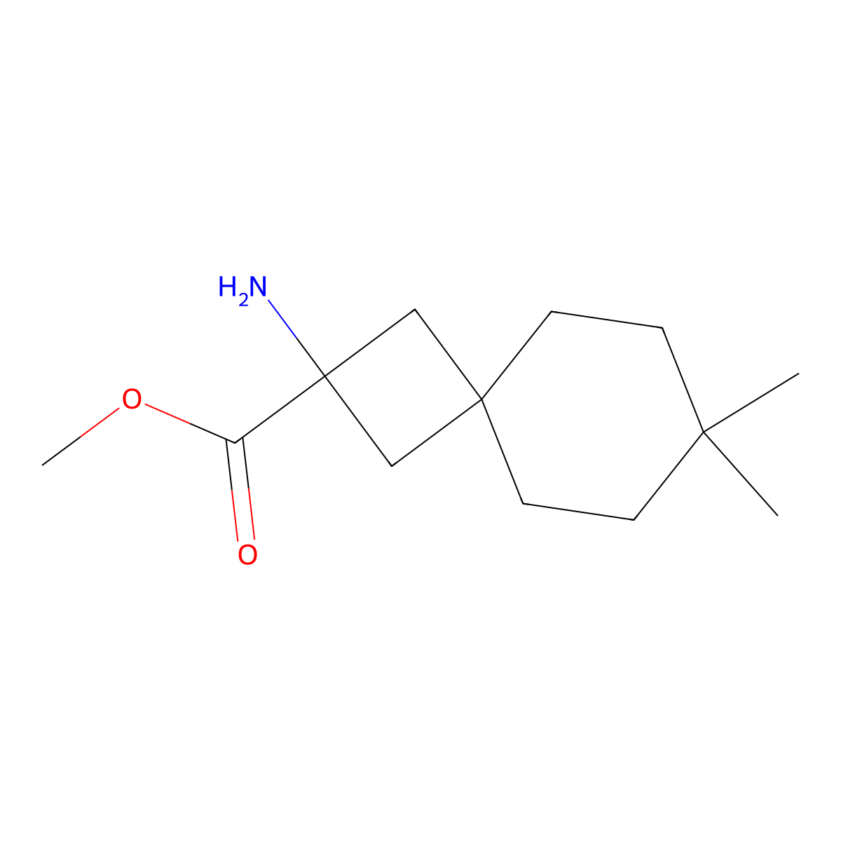Methyl 2-amino-7,7-dimethylspiro[3.5]nonane-2-carboxylate molecular structure, CAS 2680858-95-9