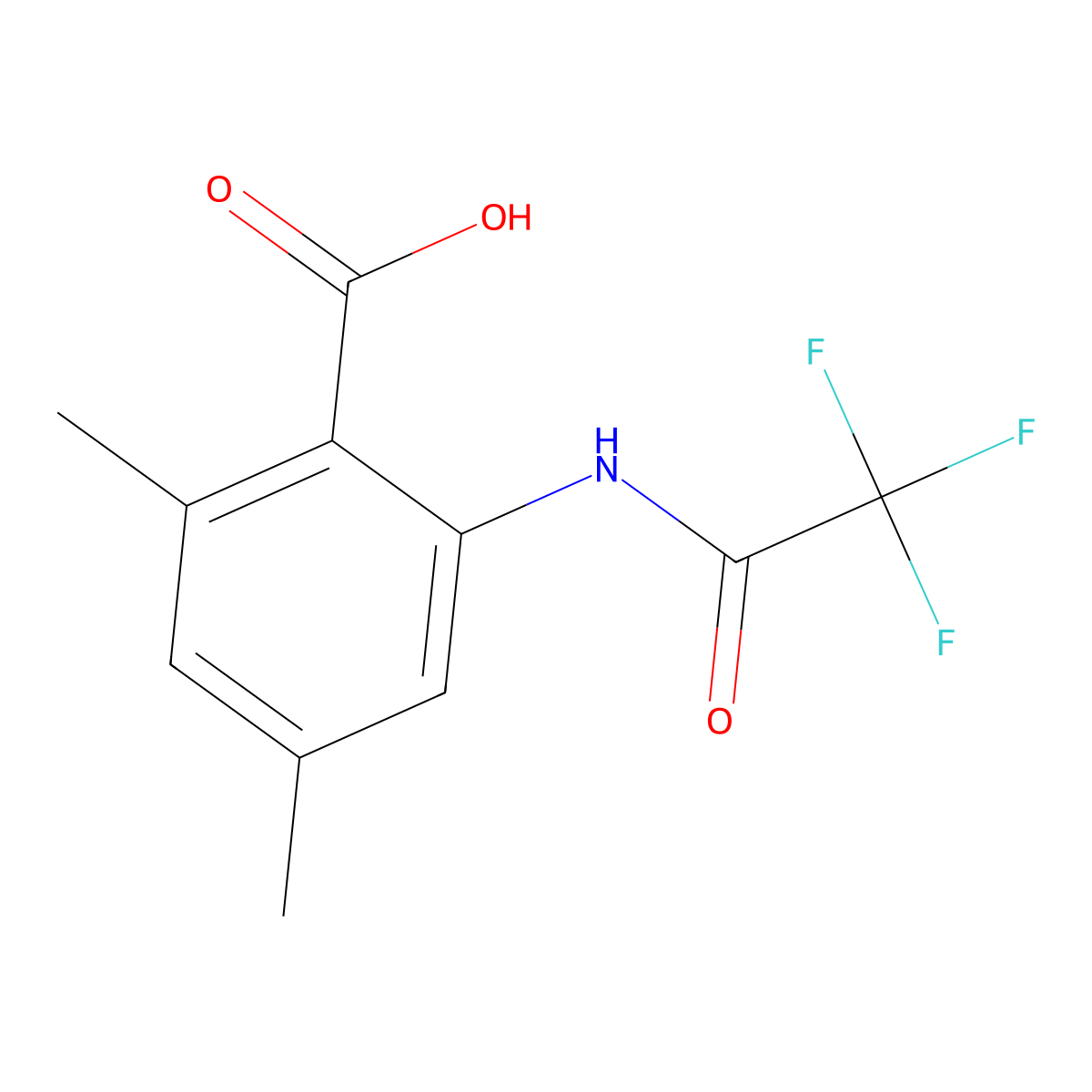 2,4-Dimethyl-6-(trifluoroacetamido)benzoic acid molecular structure, CAS 2680858-96-0