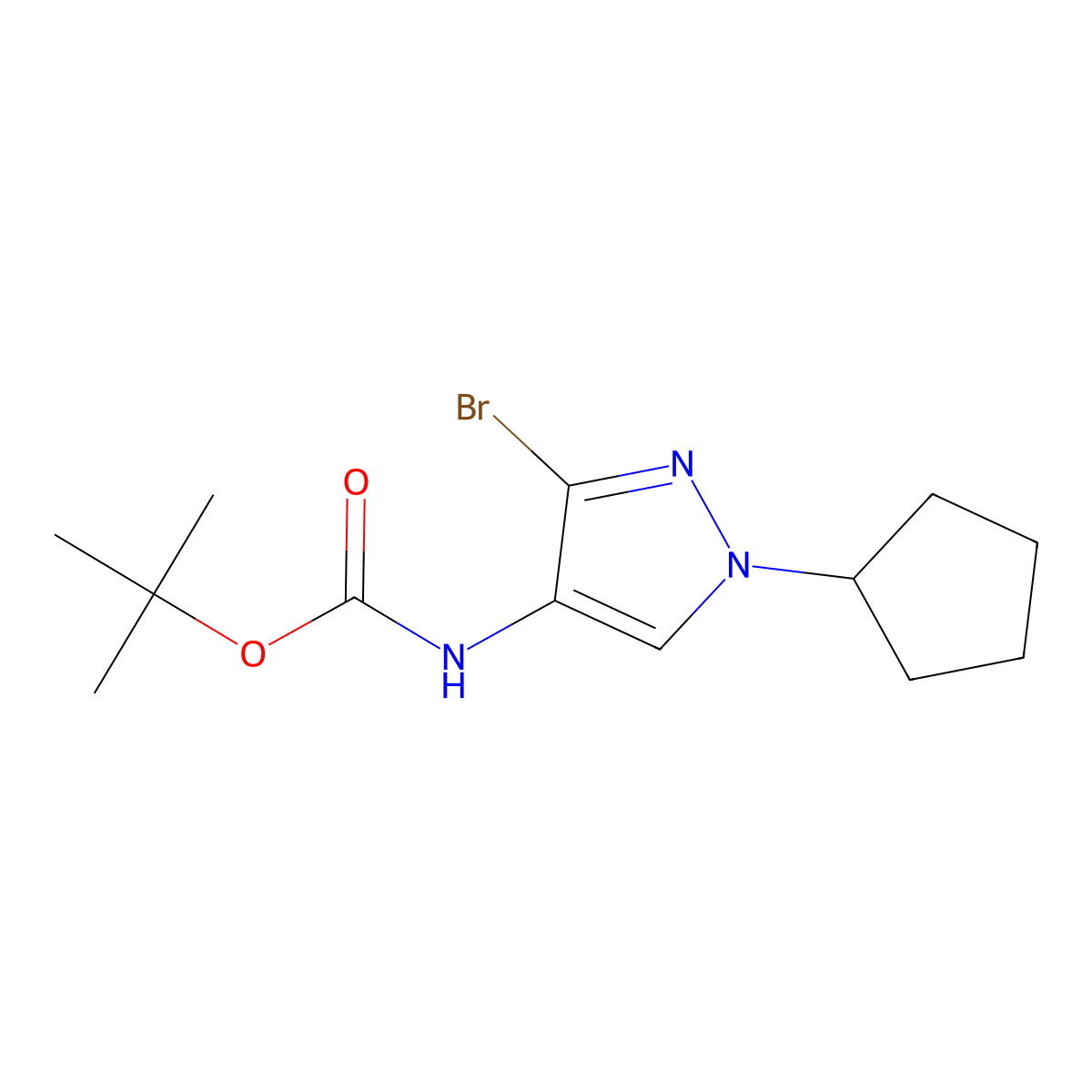tert-butyl N-(3-bromo-1-cyclopentyl-1H-pyrazol-4-yl)carbamate molecular structure, CAS 2680858-97-1