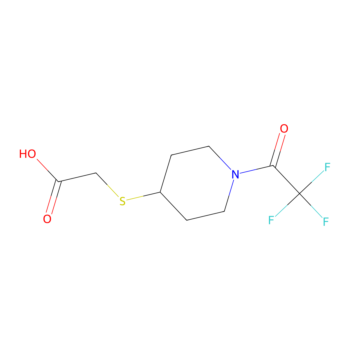 2-{[1-(2,2,2-Trifluoroacetyl)piperidin-4-yl]sulfanyl}acetic acid molecular structure, CAS 2680858-98-2