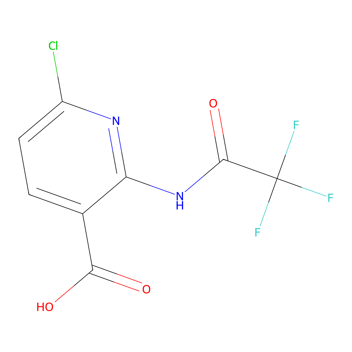 6-Chloro-2-(2,2,2-trifluoroacetamido)pyridine-3-carboxylic acid molecular structure, CAS 2680859-02-1