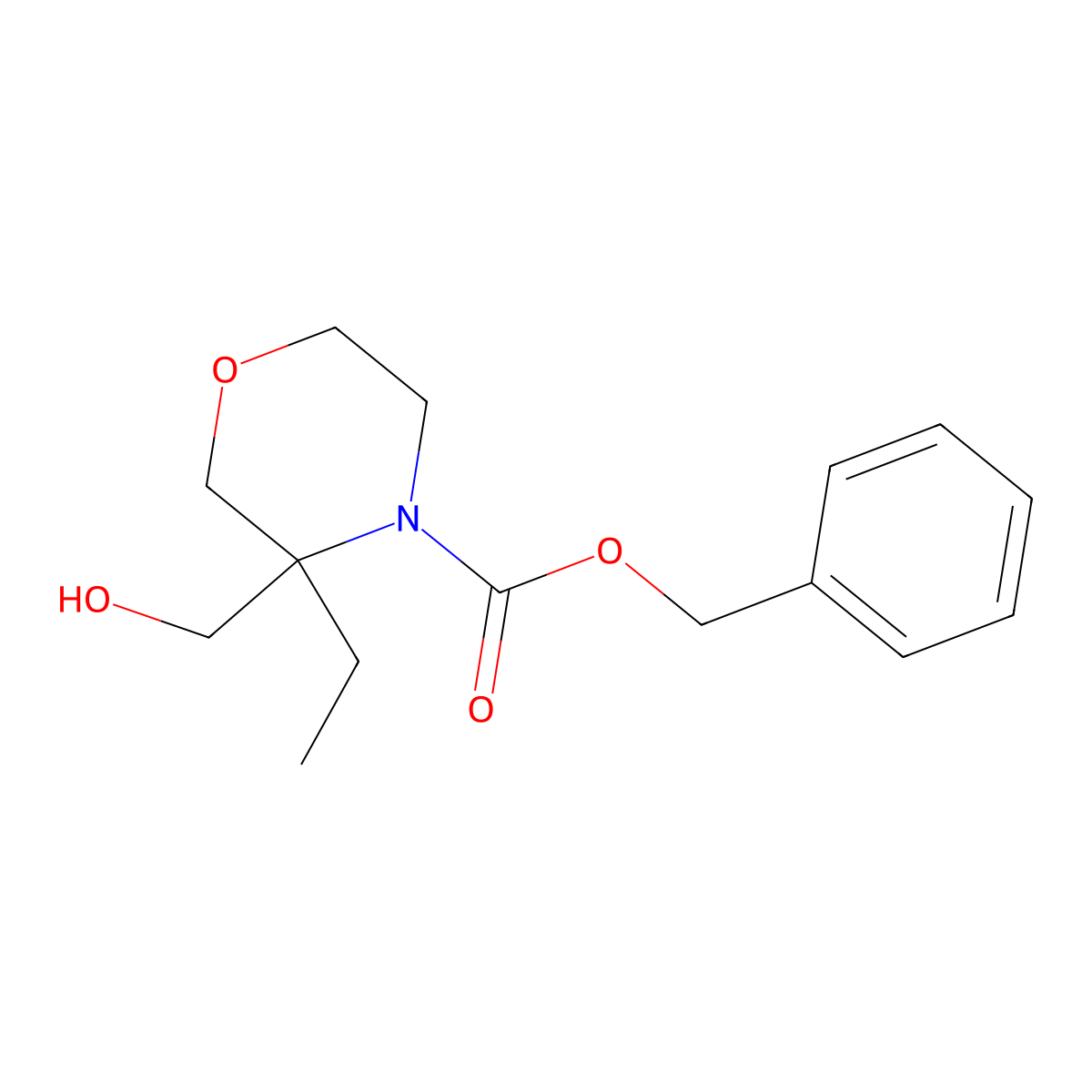 Benzyl 3-ethyl-3-(hydroxymethyl)morpholine-4-carboxylate molecular structure, CAS 2680859-09-8
