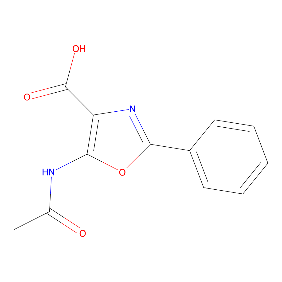 5-Acetamido-2-phenyl-1,3-oxazole-4-carboxylic acid molecular structure, CAS 2680859-17-8