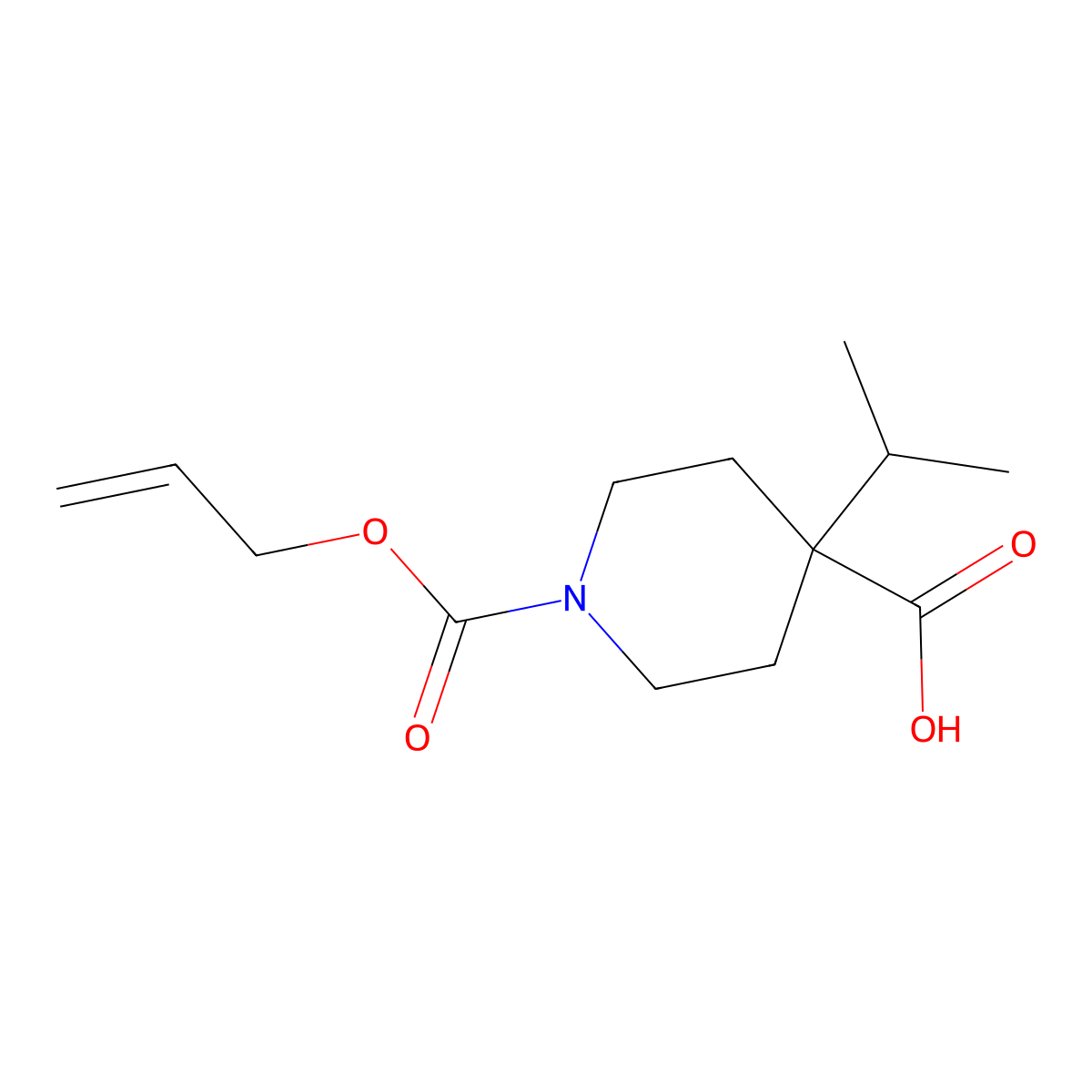 1-[(Prop-2-en-1-yloxy)carbonyl]-4-(propan-2-yl)piperidine-4-carboxylic acid molecular structure, CAS 2680859-19-0
