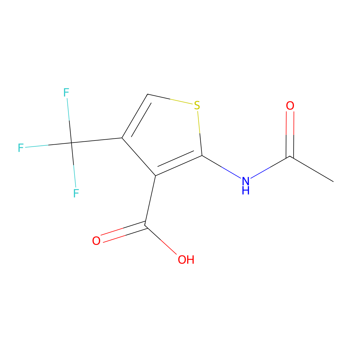 2-Acetamido-4-(trifluoromethyl)thiophene-3-carboxylic acid molecular structure, CAS 2680859-24-7