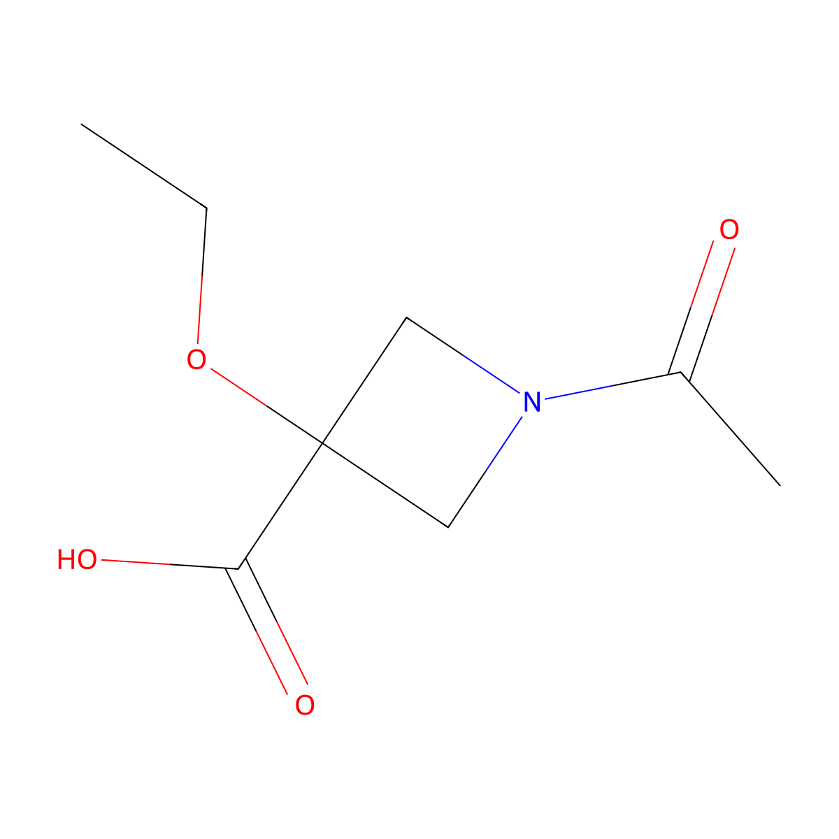 1-Acetyl-3-ethoxyazetidine-3-carboxylic acid molecular structure, CAS 2680859-25-8