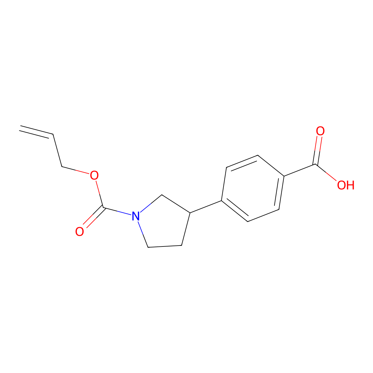 4-{1-[(Prop-2-en-1-yloxy)carbonyl]pyrrolidin-3-yl}benzoic acid molecular structure, CAS 2680859-30-5