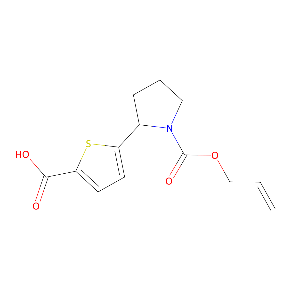 5-{1-[(Prop-2-en-1-yloxy)carbonyl]pyrrolidin-2-yl}thiophene-2-carboxylic acid molecular structure, CAS 2680859-41-8