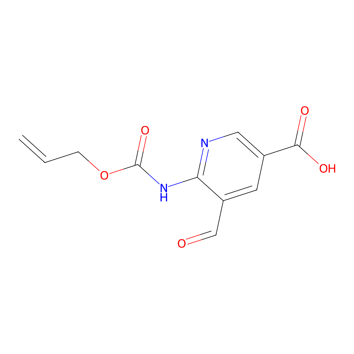 5-Formyl-6-{[(prop-2-en-1-yloxy)carbonyl]amino}pyridine-3-carboxylic acid molecular structure, CAS 2680859-47-4