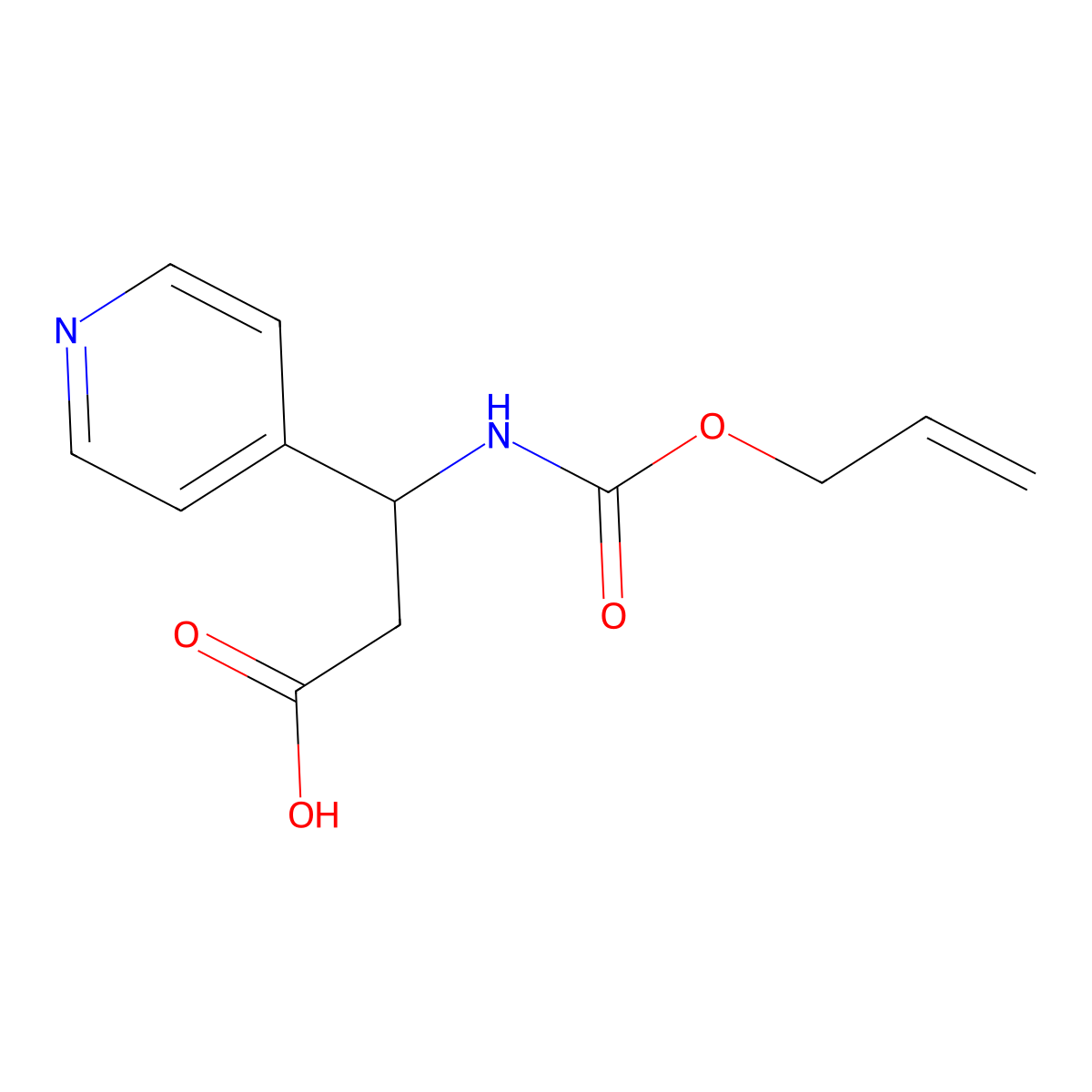 3-{[(Prop-2-en-1-yloxy)carbonyl]amino}-3-(pyridin-4-yl)propanoic acid molecular structure, CAS 2680859-51-0
